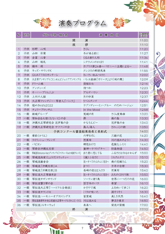 第36回国民文化祭・わかやま2021「大正琴の祭典」13日プログラム