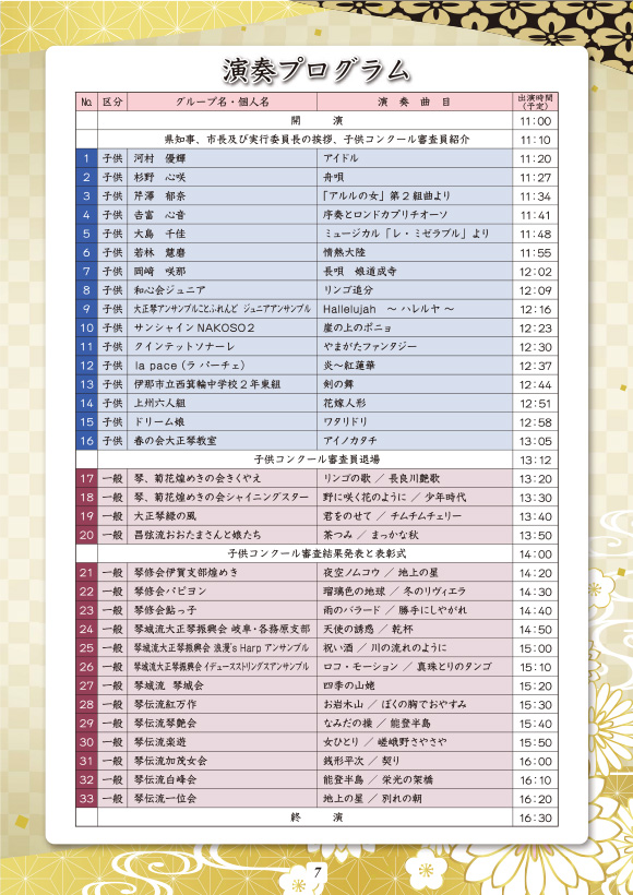 第39回国民文化祭「清流の国ぎふ」文化祭２０２４「大正琴の祭典」プログラム