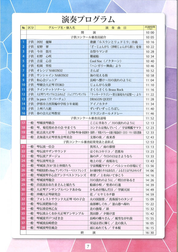 第39回国民文化祭「清流の国ぎふ」文化祭２０２４「大正琴の祭典」プログラム